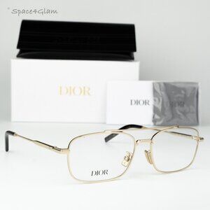 Dior Men Eyeglasses Shiny Clear Gold Demo Geometric DM50057U 032 BRAND NEW